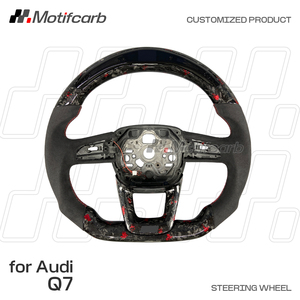 พวงมาลัยคาร์บอนไฟเบอร์สีแดงแบบกำหนดเองสำหรับ Audi S5 RS5 S3 Q5 SQ2 SQ5 Q8 Q7 SQ7 RSQ3 RSQ8 ปี 2017-2024 - Product Image 2