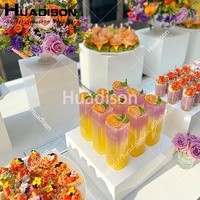 Huadison Catering Supplies Présentoirs à gâteaux et desserts personnalisés en acrylique, cubes empilables avec fonds creux