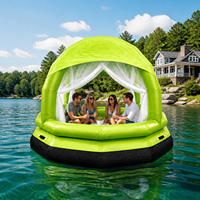 Tente de piscine flottante gonflable de 220 cm, salon aquatique modulaire en 3 parties avec auvent pare-soleil pour complexe hôtelier et lac