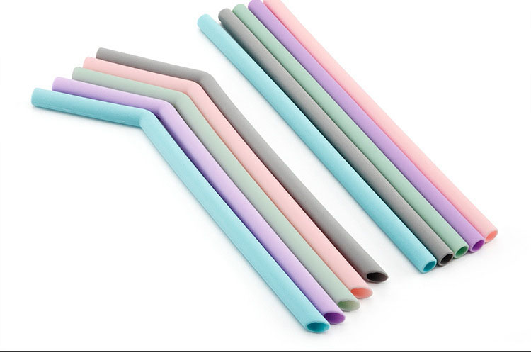 Colorful reusable foldable soft Bend silicone drinking straw