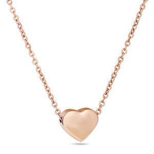 Cadena de clavícula de acero inoxidable en forma de corazón, chapada en oro de 18 quilates, colgante liso de 12 mm, collar para uso diario, regalo. - Product Image 4