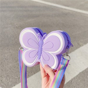 Butterfly Shaped Silicone Crossbody Bag for Kids Girls Cartoon Perforated Design Soft Coin <b>Purse</b> <b>Cute</b> Princess Shoulder Bag - Product Image 3