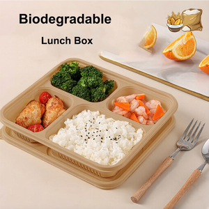 Lonchera Ecológica de Fibra de Bambú de 4 Secciones, Contenedor de Alimentos Reutilizable con Compartimentos, Libre de Plástico, <span class=keywords><strong>para</strong></span> Adultos y Niños - Product Image 1