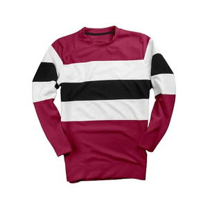 Camiseta de manga larga para hombre de algodón de alta calidad, con bloques de color, cuello redondo clásico, cómoda para el día a día. - Product Image 2