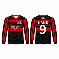 Maillot de football à manches longues pour homme en polyester avec col en V, tenue d'équipe de football pour les matchs de clubs amateurs et les commandes en gros