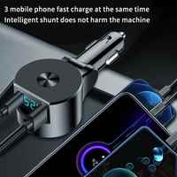 Chargeur de voiture 3 en 1 Affichage numérique LED PD Type C QC3.0 Câble intégré Chargeur de téléphone à charge rapide Adaptateur Charge rapide pour téléphone