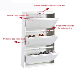 Zapatero de Diseño Sencillo y Ultrafino de Acero con Cubo Abatible, Juego de Gabinetes para Zapatos Colgante de Pared Suspendido para Porche de Familias Pequeñas - Product Image 6