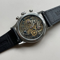 Montre chronographe mécanique personnalisée OEM ST1901 à remontage manuel, cadran Panda, bracelet en cuir vintage 38 mm, montre-bracelet pour homme