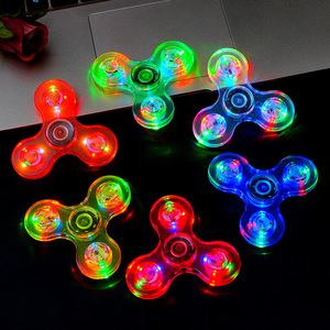 Huyo Cross-border Hot Luminous Crystal Gyro New Transparent Fingertip Decompression Rare Stall <b>Toys</b> EVA Material Youth Packaging - Product Image 1