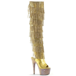 2025 새로운 17cm 니 하이 부츠 럭셔리 다이아몬드 라인 석 스트리퍼 부츠 엿보기 발가락 플랫폼 청키 스틸레토 니 하이 부츠 샌들 - Product Image 4