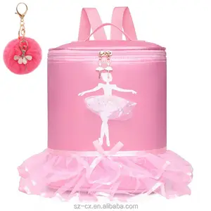 बच्चों के बच्चों कस्टम लोगो बड़े क्षमता प्यारा बैले नृत्य लड़की राजकुमारी नर्तकी के लिए परिधान साटन बाल्टी प्रशिक्षण बैग