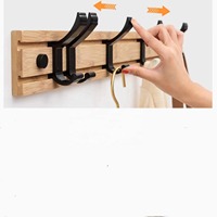 Porte-manteau mural en bambou robuste avec 5 crochets pour vêtements et clés, logo personnalisé accepté