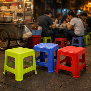 Colorful PP Plastic Low <b>Stool</b> Stackable Lightweight Ottoman Seating Chair for Cafe Sidewalk Shop Home Kitchen Living Room Indoor - Product Image 2