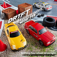 Mini voiture de drift RC semi-proporcionnelle 4x4 à l'échelle 1/43 avec lumières LED avant et arrière, éclairage RGB sous le châssis, voiture de course RC