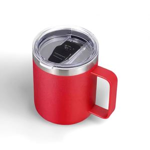 Wholesale 12oz 18/8 Stainless Steel Double-Walled Coffee Mugs <b>with</b> Handle Lid and Custom Logo for Gifts Drinkwares for Travel - Product Image 2