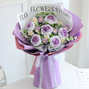 Ramo de Flores Tejidas a Mano para el Día de San Valentín o el Día de la Madre, Ramo de Rosas Creativas de Ganchillo - Product Image 4