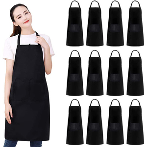 Tùy Chỉnh Logo In Chất Lượng Cao Người Lớn Màu Đen Điều Chỉnh 100% Cotton Vải Trại Đầu Bếp Bếp Nấu Ăn Tạp Dề Với Hai Túi - Product Image 3