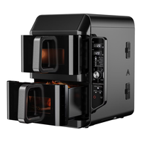 Friteuse à air numérique à double étage de 11,2 L avec fenêtre visible, lumière de cuisson, 6 programmes prédéfinis, écran tactile LED pliable, 2400 W