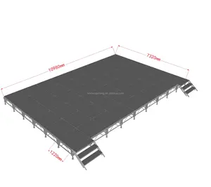 Platform panggung seluler portabel pada truss display panggung aluminium untuk pertunjukan musik konser luar ruangan