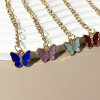 Porte-clés en métal avec pendentif papillon en résine et strass, breloque de sac, accessoire décoratif, cadeau - Grande Vente