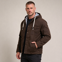 Veste de travail à capuche en toile cirée de haute qualité pour homme, doublure en flanelle à carreaux, vêtement d'extérieur décontracté vintage, service personnalisé