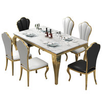 Table à manger rectangulaire en marbre de luxe, style postmoderne, simple, avec chaises, mobilier de maison
