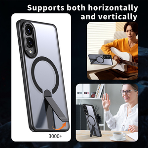 Étui de téléphone magnétique en métal pour Galaxy <span class=keywords><strong>S22</strong></span> / S23 / S24 / S25 Series, coque de protection semi-transparente avec support - Product Image 5