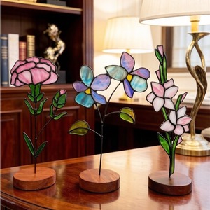 Décoration de table <span class=keywords><strong>en</strong></span> verre teinté <span class=keywords><strong>à</strong></span> thème végétal de style europé<span class=keywords><strong>en</strong></span> pour la fête des mères et les anniversaires, cadeau, ornements floraux de table - Product Image 2