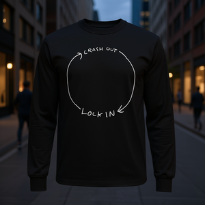T-shirt à manches longues Lock In Crash Out, col rond noir, vêtements unisexes - Product Image 3