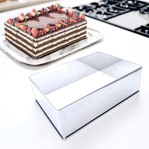 Molde Rectangular de Acero Inoxidable para Tiramisú, Mousse y Cheesecake, Apto para <span class=keywords><strong>Horno</strong></span>, Ecológico, Ajustable - Product Image 1