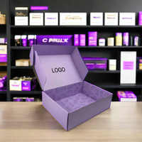Boîte d'emballage personnalisée pour cosmétiques et soins de la peau, gaufrage, pelliculage mat, expédition, carton ondulé violet, crème pour le visage