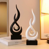 Statue de boule de cristal moderne, design abstrait de flamme, artisanat en résine, décoration artisanale pour la maison, table de bureau, étagère de retraite