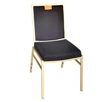 Chaise d'hôtel empilable en métal pour restaurant, mariage, banquet, usage domestique - Chaise de salle à manger commerciale avec dossier rembourré et capitonné