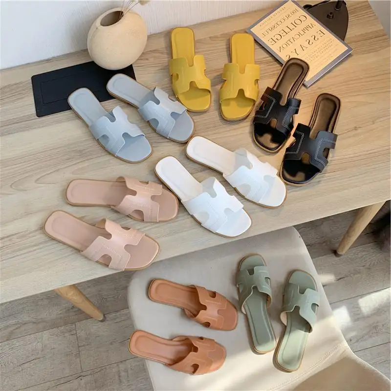 Sandales plates antidérapantes pour femme, chaussures d'été de plage confortables et décontractées, vente en gros, 2020