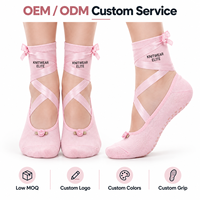 Chaussettes de yoga et de Pilates en coton antidérapantes à semelle intégrale avec logo personnalisé, ruban enveloppant et attaches, vente en gros OEM, faible MOQ