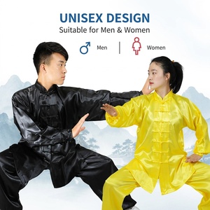 Uniforme de Tai Chi Kung Fu en satin chinois, tenue de performance d'<span class=keywords><strong>arts</strong></span> martiaux Wushu à manches longues, unisexe pour adultes - Product Image 6