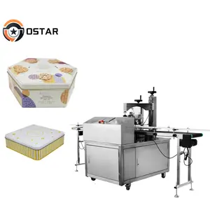 Automatic tape sealing packaging machine for round cans and boxes of wafer biscuit boxes and biscuit tins