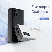 Mini Batería de Polímero de Litio de 30000 mAh con Pantalla Digital, Carga Rápida de 20 W, Ultra Delgada, Alta Capacidad, Doble Voltaje, Banco de Energía Portátil