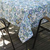 Nappe de patio à fermeture éclair avec trou de parapluie pour Tables circulaires d'arrière-cour extérieures BBQ Pique-nique Couverture de table printemps été
