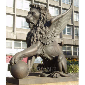 曲陽大型装飾屋外金属製動物彫刻 座像 アンティークブロンズ等身大ガーデンライオン像 屋外用 - Product Image 6