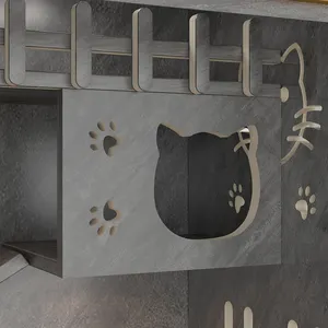 Fabrika kedi villa ev ahşap dayanıklı kapalı lüks masif ağaç kedi evi ahşap kedi kafes pet ev villa