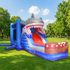 บ้านลมเป่าลม WINSUN Shark Combo พร้อมสไลเดอร์และสระน้ำ ทำจากวัสดุ PVC ปรับแต่งสีและโลโก้ได้ บ้านลมเด้งดึ๋งพร้อมแทรมโพลีน - Product Image 1