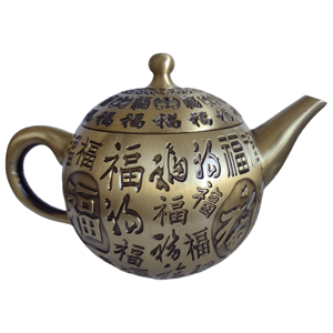 Stile <span class=keywords><strong>cinese</strong></span> rame rotondo teiera e ciotola <span class=keywords><strong>da</strong></span> tè ornamenti con centinaia di benedizioni modelli adatti per la decorazione d'interni - Product Image 3