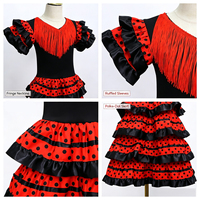 Robe de danse flamenco espagnole de style gitan flamenco pour filles avec glands Jupe de ballet pour enfants