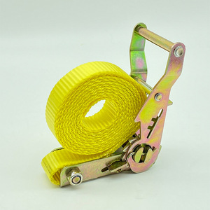 Sangle de fixation en nylon 25 mm jaune, robuste, pour le chargement de camions - Product Image 1