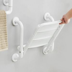 Good Bathroom <b>Folding</b> Seat 150 Kg Capacity Wall Mounted Non Slip <b>Shower</b> <b>Stool</b> With Handrail - Product Image 3