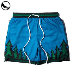 Shorts de basket-ball personnalisés brodés unisexes respirants grande taille vintage en satin imprimés par transfert thermique - Product Image 2