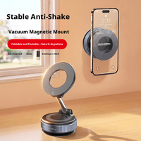 Support magnétique pour téléphone en alliage de zinc, pliable, à adsorption par le vide, pour tableau de bord, pare-brise, bureau, porte en verre