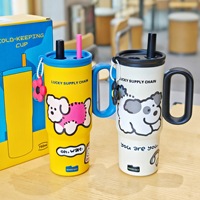 C397 Personalización Taza aislada portátil Pajita de aspecto alto Viaje Vientre Botella de agua Impresión de dibujos animados Taza termo de acero inoxidable