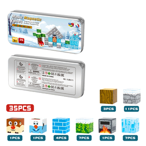 RS Ice Snow 35PCS Magnetic Building <strong>Blocks</strong> Portable Creativity <strong>On</strong>-<strong>The</strong>-Go Iron Case Travel Essential Toys Made Durable Plastic - Product Image 3